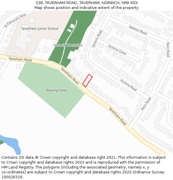 238, TAVERHAM ROAD, TAVERHAM, NORWICH, NR8 6SX: Location map and indicative extent of plot