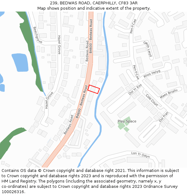 239, BEDWAS ROAD, CAERPHILLY, CF83 3AR: Location map and indicative extent of plot