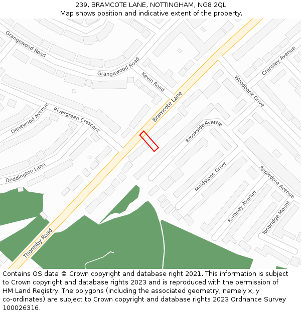 239, BRAMCOTE LANE, NOTTINGHAM, NG8 2QL: Location map and indicative extent of plot