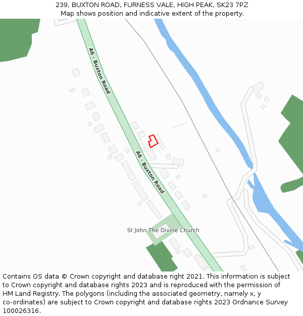 239, BUXTON ROAD, FURNESS VALE, HIGH PEAK, SK23 7PZ: Location map and indicative extent of plot