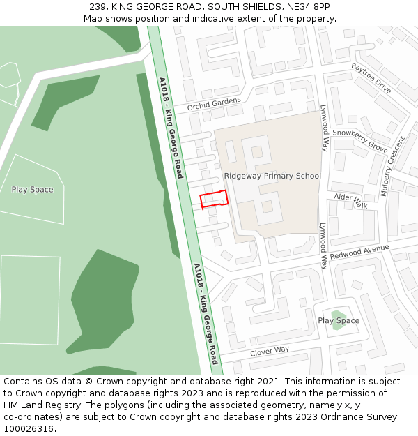239, KING GEORGE ROAD, SOUTH SHIELDS, NE34 8PP: Location map and indicative extent of plot