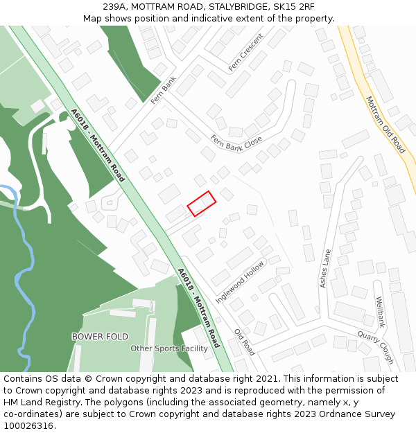 239A, MOTTRAM ROAD, STALYBRIDGE, SK15 2RF: Location map and indicative extent of plot