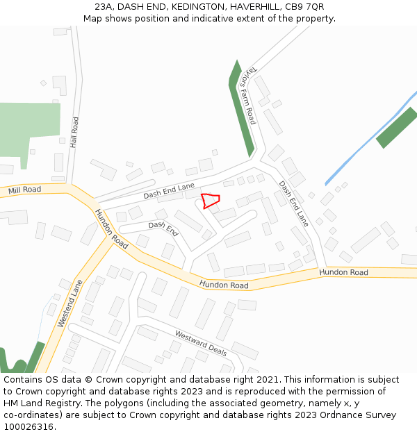 23A, DASH END, KEDINGTON, HAVERHILL, CB9 7QR: Location map and indicative extent of plot