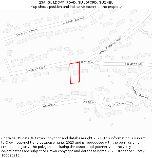 23A, GUILDOWN ROAD, GUILDFORD, GU2 4EU: Location map and indicative extent of plot
