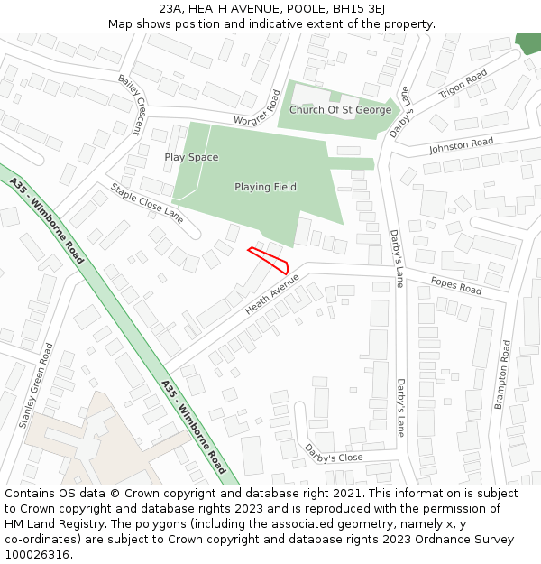 23A, HEATH AVENUE, POOLE, BH15 3EJ: Location map and indicative extent of plot