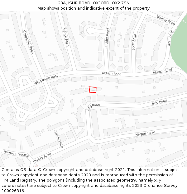 23A, ISLIP ROAD, OXFORD, OX2 7SN: Location map and indicative extent of plot