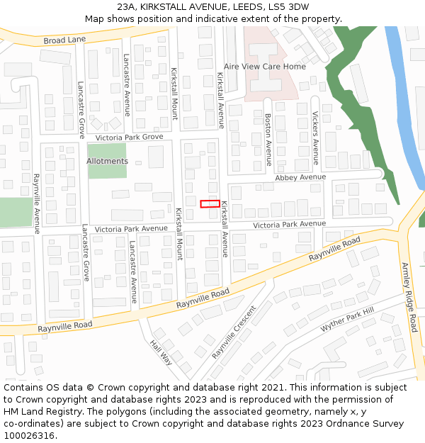 23A, KIRKSTALL AVENUE, LEEDS, LS5 3DW: Location map and indicative extent of plot