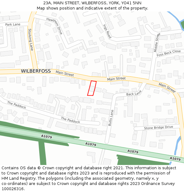 23A, MAIN STREET, WILBERFOSS, YORK, YO41 5NN: Location map and indicative extent of plot