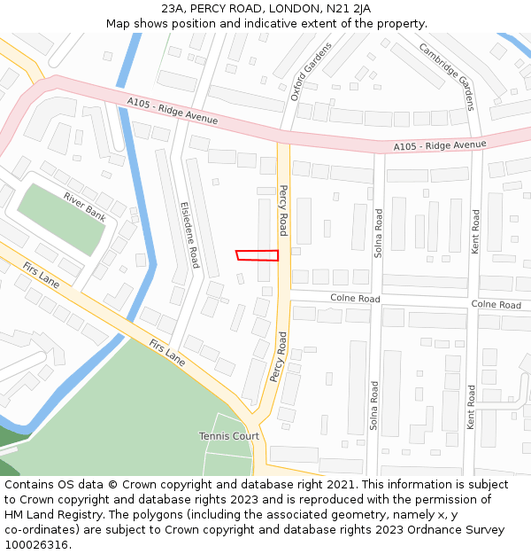 23A, PERCY ROAD, LONDON, N21 2JA: Location map and indicative extent of plot