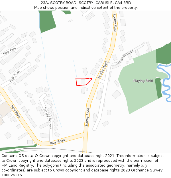 23A, SCOTBY ROAD, SCOTBY, CARLISLE, CA4 8BD: Location map and indicative extent of plot