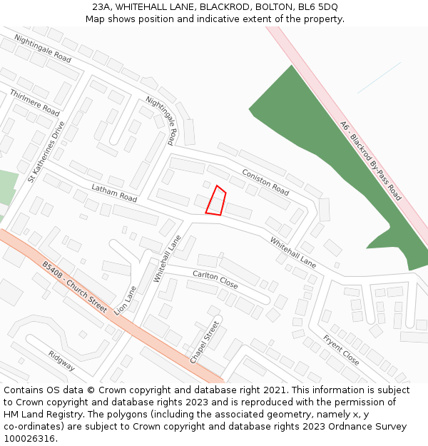 23A, WHITEHALL LANE, BLACKROD, BOLTON, BL6 5DQ: Location map and indicative extent of plot