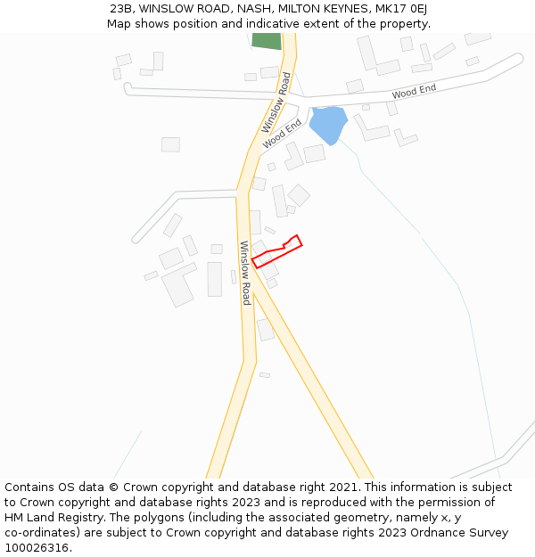 23B, WINSLOW ROAD, NASH, MILTON KEYNES, MK17 0EJ: Location map and indicative extent of plot