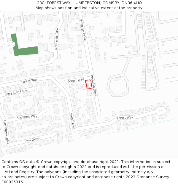 23C, FOREST WAY, HUMBERSTON, GRIMSBY, DN36 4HQ: Location map and indicative extent of plot