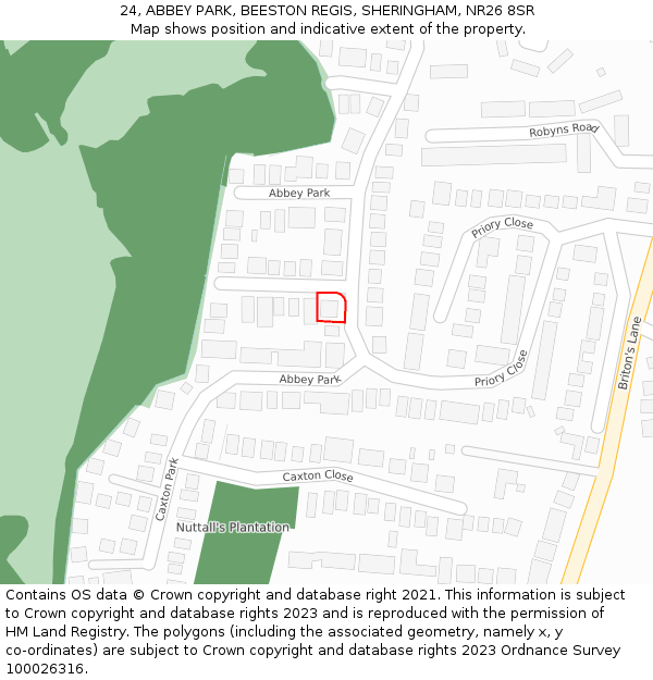 24, ABBEY PARK, BEESTON REGIS, SHERINGHAM, NR26 8SR: Location map and indicative extent of plot