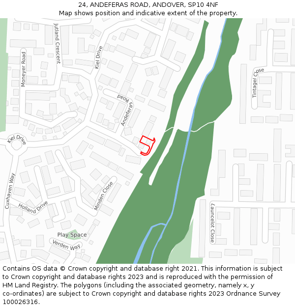 24, ANDEFERAS ROAD, ANDOVER, SP10 4NF: Location map and indicative extent of plot