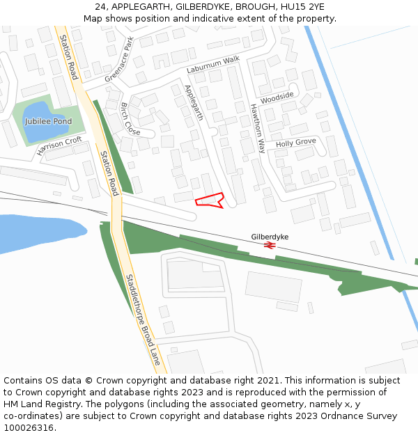 24, APPLEGARTH, GILBERDYKE, BROUGH, HU15 2YE: Location map and indicative extent of plot