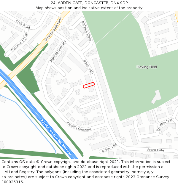 24, ARDEN GATE, DONCASTER, DN4 9DP: Location map and indicative extent of plot