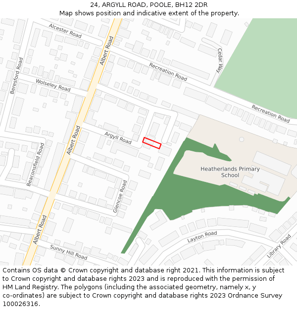 24, ARGYLL ROAD, POOLE, BH12 2DR: Location map and indicative extent of plot