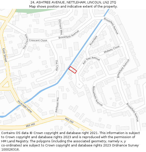 24, ASHTREE AVENUE, NETTLEHAM, LINCOLN, LN2 2TQ: Location map and indicative extent of plot