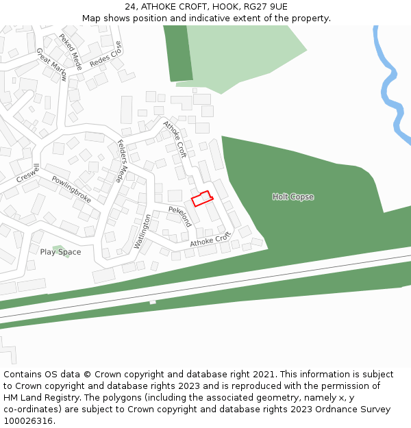 24, ATHOKE CROFT, HOOK, RG27 9UE: Location map and indicative extent of plot