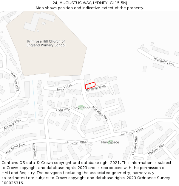 24, AUGUSTUS WAY, LYDNEY, GL15 5NJ: Location map and indicative extent of plot