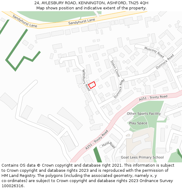 24, AYLESBURY ROAD, KENNINGTON, ASHFORD, TN25 4QH: Location map and indicative extent of plot