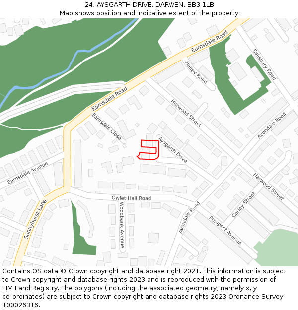 24, AYSGARTH DRIVE, DARWEN, BB3 1LB: Location map and indicative extent of plot