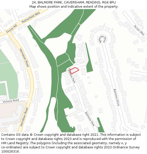 24, BALMORE PARK, CAVERSHAM, READING, RG4 8PU: Location map and indicative extent of plot
