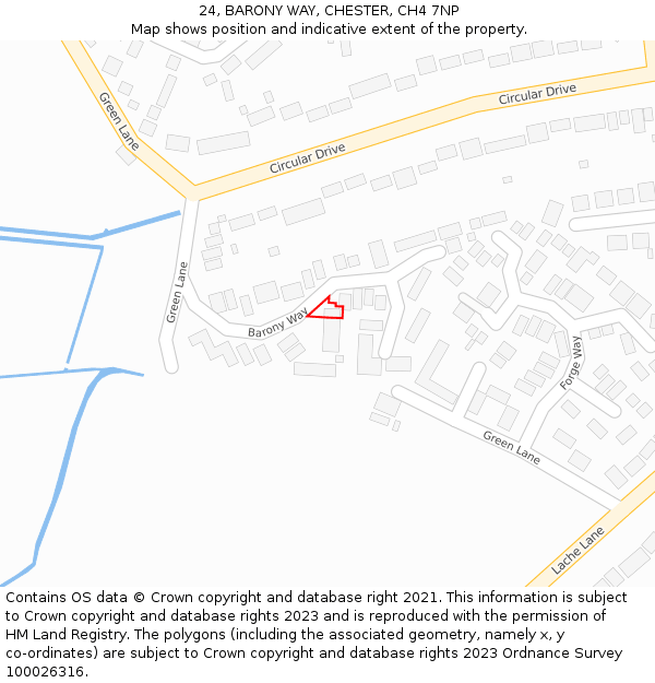24, BARONY WAY, CHESTER, CH4 7NP: Location map and indicative extent of plot