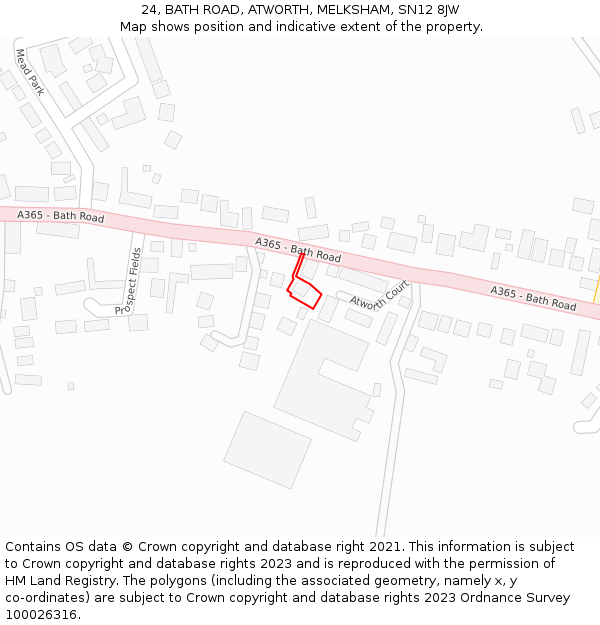 24, BATH ROAD, ATWORTH, MELKSHAM, SN12 8JW: Location map and indicative extent of plot