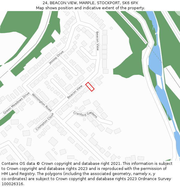 24, BEACON VIEW, MARPLE, STOCKPORT, SK6 6PX: Location map and indicative extent of plot
