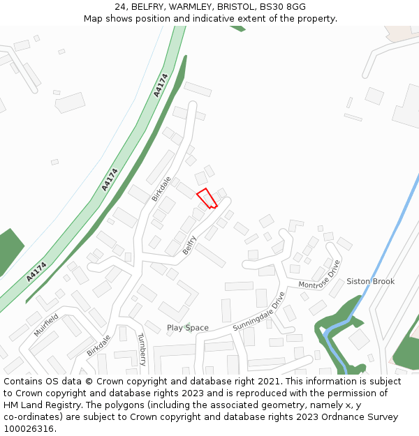 24, BELFRY, WARMLEY, BRISTOL, BS30 8GG: Location map and indicative extent of plot