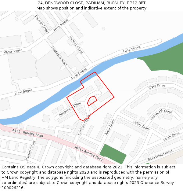 24, BENDWOOD CLOSE, PADIHAM, BURNLEY, BB12 8RT: Location map and indicative extent of plot