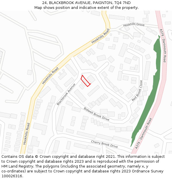 24, BLACKBROOK AVENUE, PAIGNTON, TQ4 7ND: Location map and indicative extent of plot