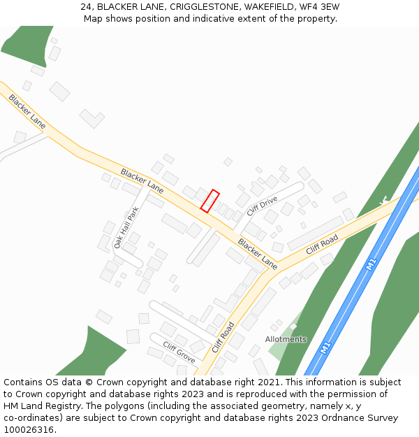 24, BLACKER LANE, CRIGGLESTONE, WAKEFIELD, WF4 3EW: Location map and indicative extent of plot