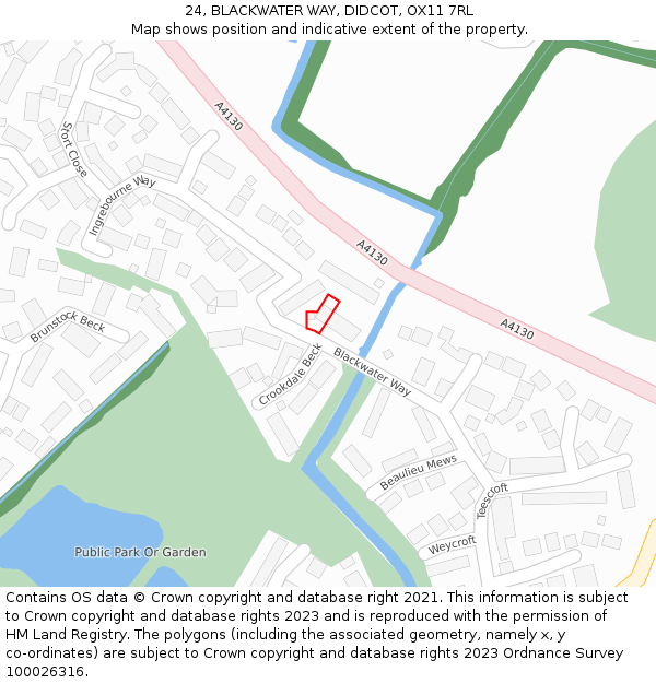 24, BLACKWATER WAY, DIDCOT, OX11 7RL: Location map and indicative extent of plot