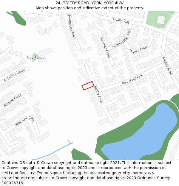 24, BOLTBY ROAD, YORK, YO30 4UW: Location map and indicative extent of plot