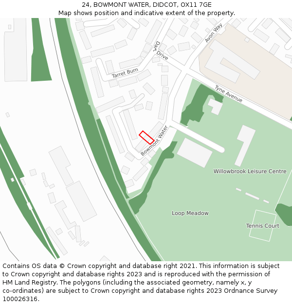 24, BOWMONT WATER, DIDCOT, OX11 7GE: Location map and indicative extent of plot