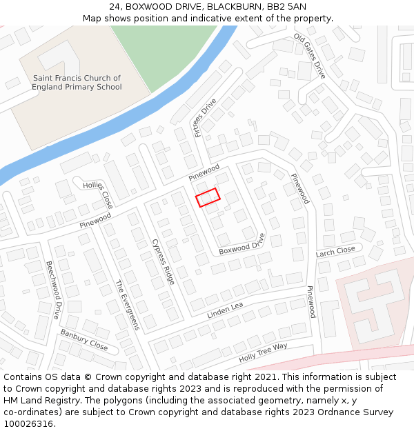 24, BOXWOOD DRIVE, BLACKBURN, BB2 5AN: Location map and indicative extent of plot