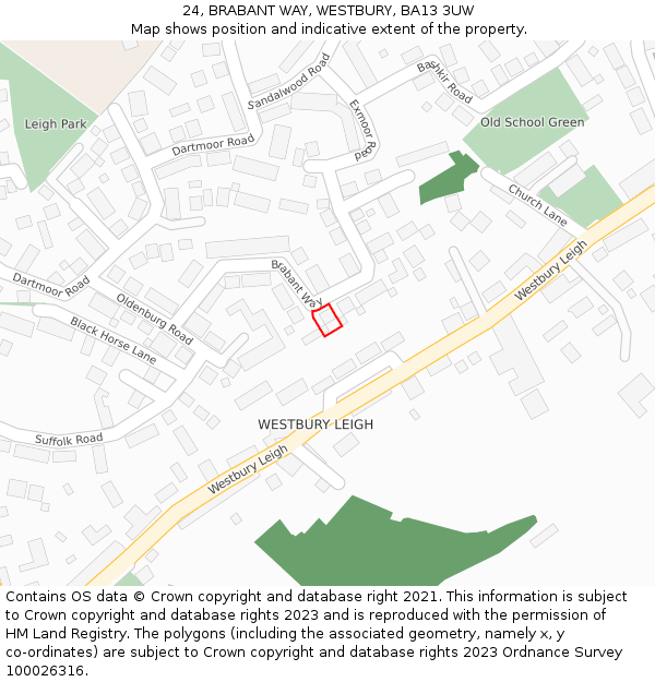 24, BRABANT WAY, WESTBURY, BA13 3UW: Location map and indicative extent of plot