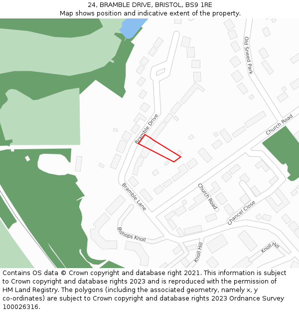 24, BRAMBLE DRIVE, BRISTOL, BS9 1RE: Location map and indicative extent of plot