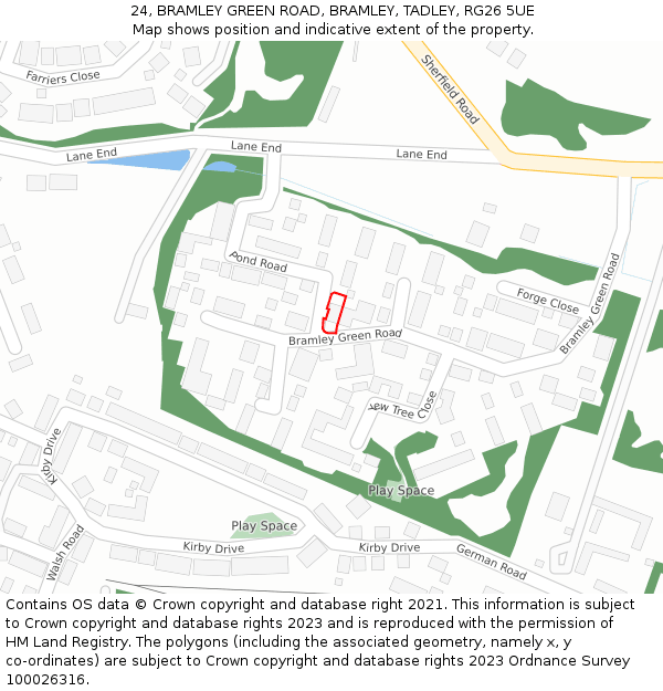 24, BRAMLEY GREEN ROAD, BRAMLEY, TADLEY, RG26 5UE: Location map and indicative extent of plot