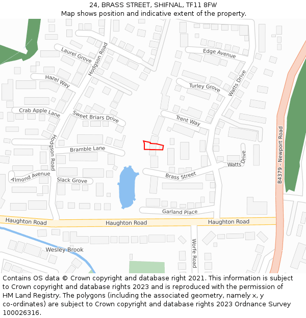 24, BRASS STREET, SHIFNAL, TF11 8FW: Location map and indicative extent of plot