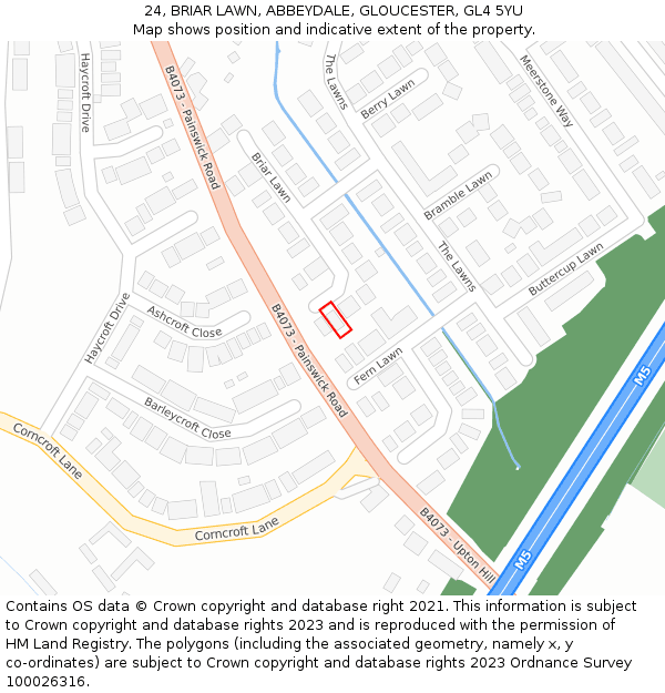 24, BRIAR LAWN, ABBEYDALE, GLOUCESTER, GL4 5YU: Location map and indicative extent of plot