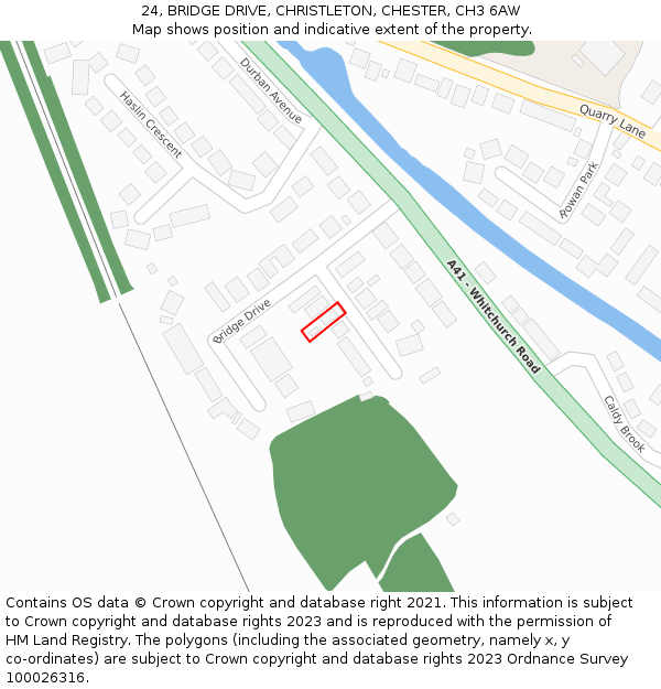 24, BRIDGE DRIVE, CHRISTLETON, CHESTER, CH3 6AW: Location map and indicative extent of plot