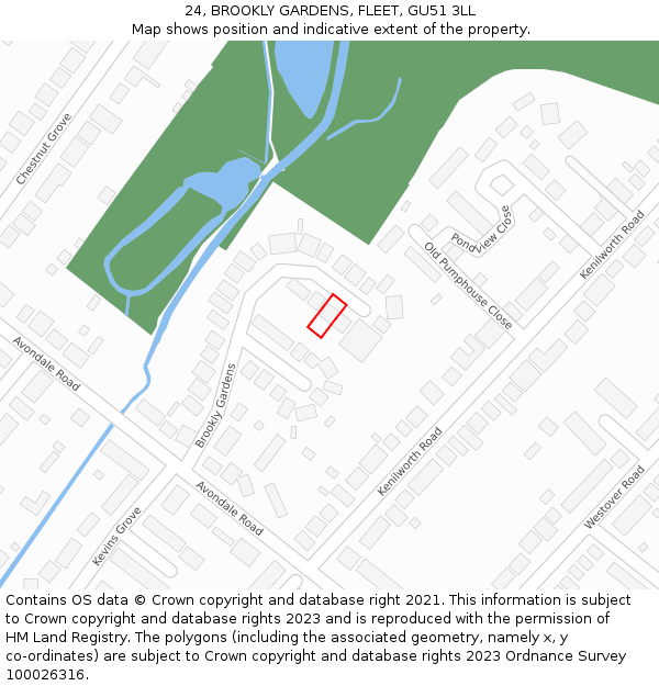 24, BROOKLY GARDENS, FLEET, GU51 3LL: Location map and indicative extent of plot