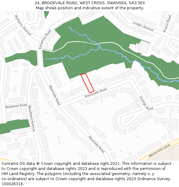 24, BROOKVALE ROAD, WEST CROSS, SWANSEA, SA3 5EX: Location map and indicative extent of plot