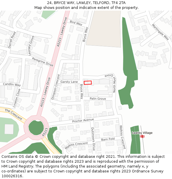 24, BRYCE WAY, LAWLEY, TELFORD, TF4 2TA: Location map and indicative extent of plot