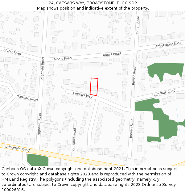 24, CAESARS WAY, BROADSTONE, BH18 9DP: Location map and indicative extent of plot