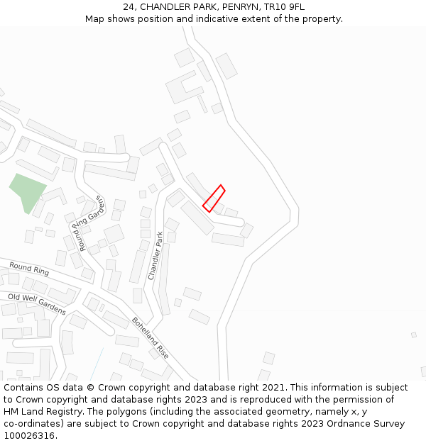 24, CHANDLER PARK, PENRYN, TR10 9FL: Location map and indicative extent of plot